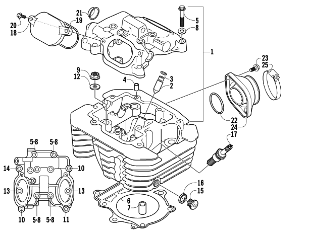 Parts Diagram for Arctic Cat 2005 400 AUTOMATIC TRANSMISSION 4X4 TBX ATV CYLINDER HEAD ASSEMBLY