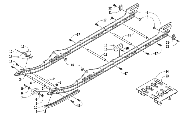 Parts Diagram for Arctic Cat 2006 M7 EFI 153 WEST YELLOWSTONE SNOWMOBILE SLIDE RAIL AND TRACK ASSEMBLY