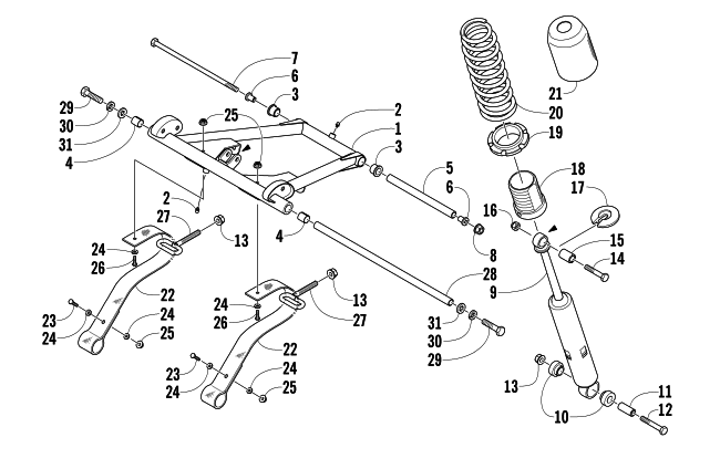 Parts Diagram for Arctic Cat 2005 BEARCAT WIDE TRACK SNOWMOBILE REAR SUSPENSION FRONT ARM ASSEMBLY