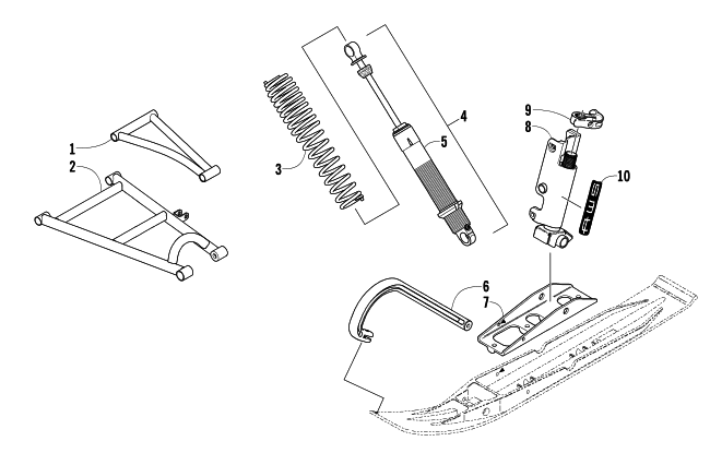 Parts Diagram for Arctic Cat 2005 FIRECAT 600 EFI LIMITED EDITION SNO PRO SNOWMOBILE FRONT SUSPENSION