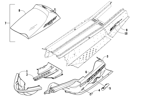 Parts Diagram for Arctic Cat 2005 FIRECAT 700 EFI R SNOWMOBILE SEAT, BELLY PAN, AND DECALS