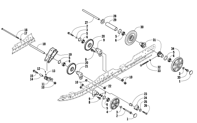 Parts Diagram for Arctic Cat 2005 T660 TURBO ST SNOWMOBILE IDLER WHEEL ASSEMBLY