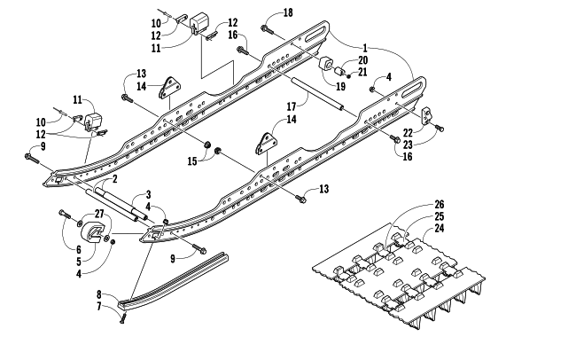 Parts Diagram for Arctic Cat 2005 T660 TURBO SNOWMOBILE SLIDE RAIL AND TRACK ASSEMBLY