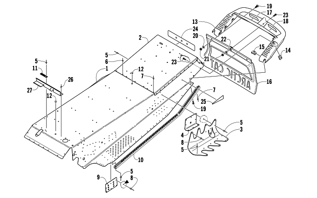 Parts Diagram for Arctic Cat 2005 T660 TURBO ST SNOWMOBILE TUNNEL AND REAR BUMPER