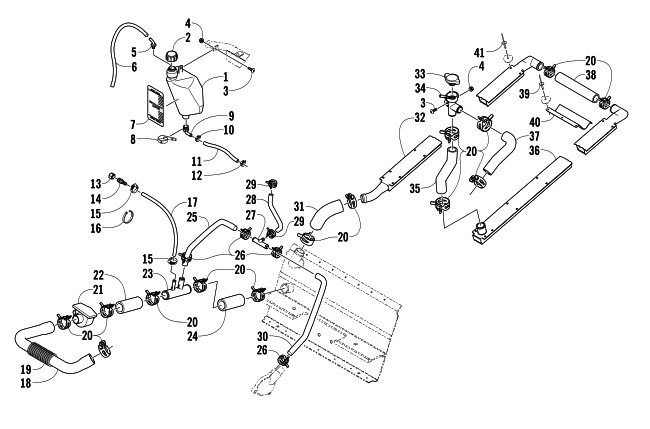 Parts Diagram for Arctic Cat 2005 T660 TURBO ST SNOWMOBILE COOLING ASSEMBLY