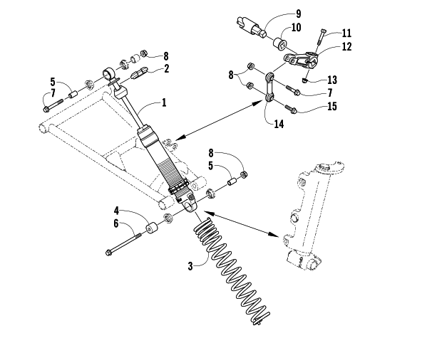 Parts Diagram for Arctic Cat 2005 T660 TURBO ST SNOWMOBILE SHOCK ABSORBER AND SWAY BAR ASSEMBLY