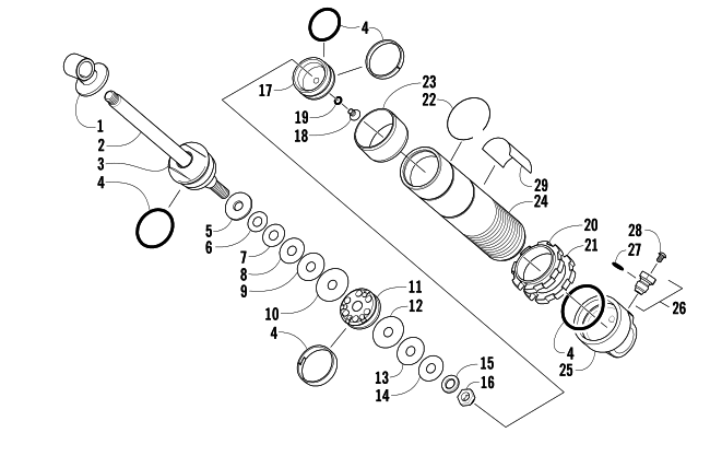Parts Diagram for Arctic Cat 2005 T660 TURBO SNOWMOBILE REAR SUSPENSION FRONT ARM SHOCK ABSORBER
