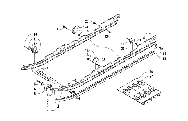 Parts Diagram for Arctic Cat 2005 PANTHER 370 R SNOWMOBILE SLIDE RAIL AND TRACK ASSEMBLY