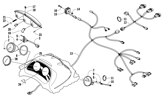 Parts Diagram for Arctic Cat 2005 PANTHER 370 R SNOWMOBILE HEADLIGHT, INSTRUMENTS, AND WIRING ASSEMBLIES