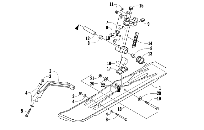 Parts Diagram for Arctic Cat 2005 AC 440 SNO PRO SNOWMOBILE SKI AND SPINDLE ASSEMBLY
