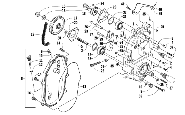 Parts Diagram for Arctic Cat 2005 AC SNO PRO MOD SNOWMOBILE DRIVE/DROPCASE ASSEMBLY