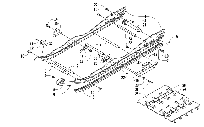 Parts Diagram for Arctic Cat 2005 AC 440 SNO PRO SNOWMOBILE SLIDE RAIL AND TRACK ASSEMBLY