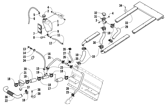 Parts Diagram for Arctic Cat 2005 T660 TURBO TOURING SNOWMOBILE COOLING ASSEMBLY