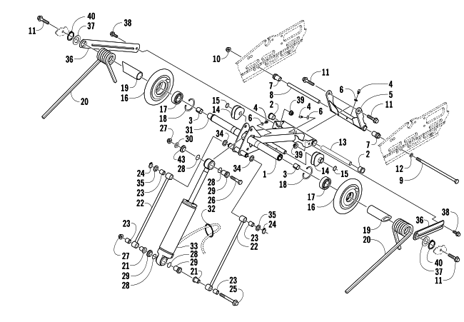 Parts Diagram for Arctic Cat 2005 AC 440 SNO PRO SNOWMOBILE REAR SUSPENSION REAR ARM ASSEMBLY