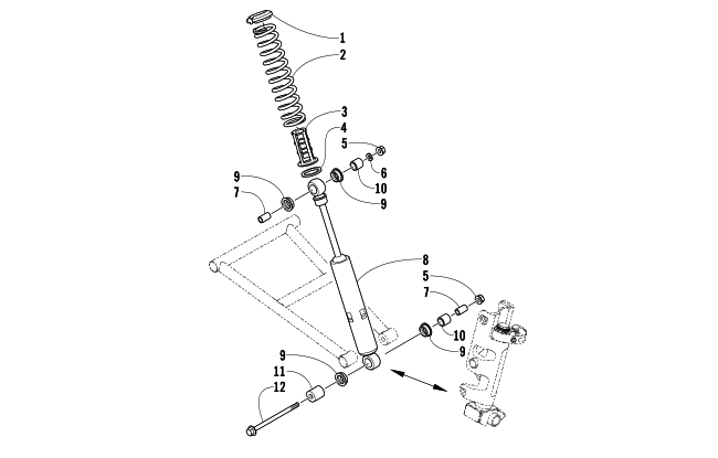 Parts Diagram for Arctic Cat 2005 M5 141 SNOWMOBILE FRONT SUSPENSION SHOCK ABSORBER ASSEMBLY