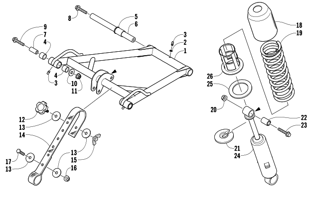 Parts Diagram for Arctic Cat 2005 M5 141 SNOWMOBILE REAR SUSPENSION FRONT ARM ASSEMBLY