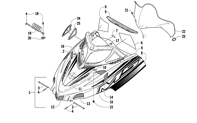 Parts Diagram for Arctic Cat 2005 M5 141 SNOWMOBILE HOOD AND WINDSHIELD ASSEMBLY