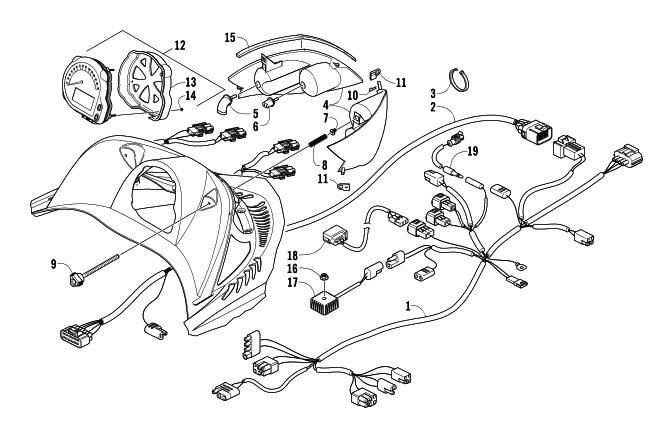 Parts Diagram for Arctic Cat 2005 M5 141 SNOWMOBILE HEADLIGHT, INSTRUMENTS, AND WIRING ASSEMBLIES