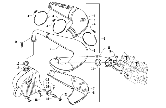Parts Diagram for Arctic Cat 2005 M5 141 SNOWMOBILE EXHAUST ASSEMBLY