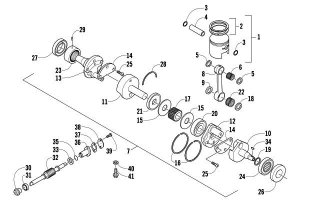 Parts Diagram for Arctic Cat 2005 AC 440 SNO PRO SNOWMOBILE PISTON AND CRANKSHAFT