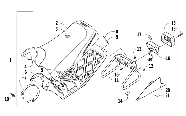 Parts Diagram for Arctic Cat 2006 AC 440 SNO PRO MODIFIED RACE SLED SNOWMOBILE SEAT ASSEMBLY