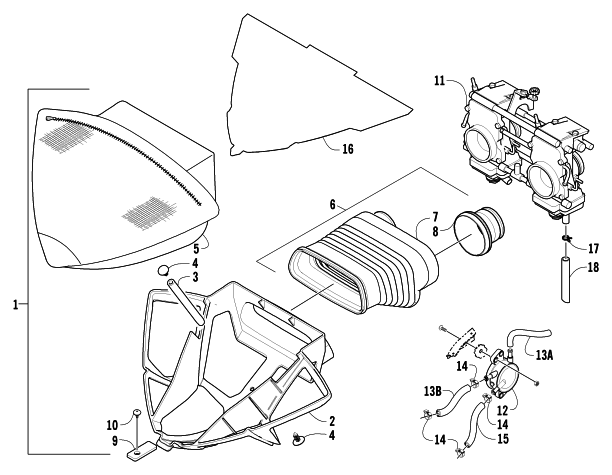 Parts Diagram for Arctic Cat 2005 AC SNO PRO MOD SNOWMOBILE AIR SILENCER ASSEMBLY