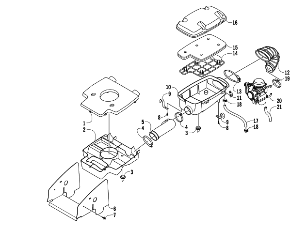 Parts Diagram for Arctic Cat 2005 500 AUTOMATIC TRANSMISSION 4X4 TBX ATV AIR INTAKE ASSEMBLY