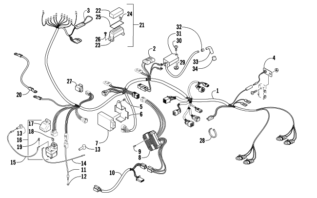 Parts Diagram for Arctic Cat 2005 400 AUTOMATIC TRANSMISSION 4X4 ATV WIRING HARNESS ASSEMBLY