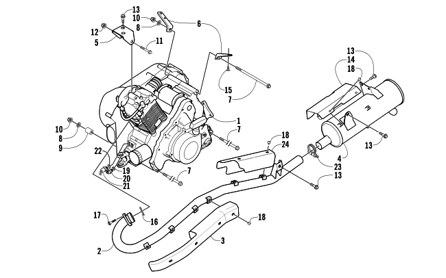 Parts Diagram for Arctic Cat 2005 400 AUTOMATIC TRANSMISSION 4X4 ATV ENGINE AND EXHAUST