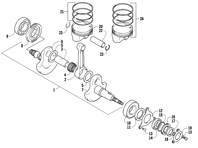 Parts Diagram for Arctic Cat 2005 400 AUTOMATIC TRANSMISSION 4X4 ATV CRANKSHAFT ASSEMBLY