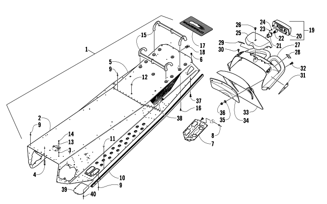 Parts Diagram for Arctic Cat 2006 CROSSFIRE 700 EFI EARLY BUILD SNOWMOBILE TUNNEL, REAR BUMPER, AND TAILLIGHT ASSEMBLY