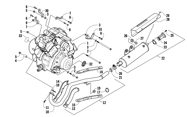 Parts Diagram for Arctic Cat 2005 650 H1 4X4 LE ATV ENGINE AND EXHAUST