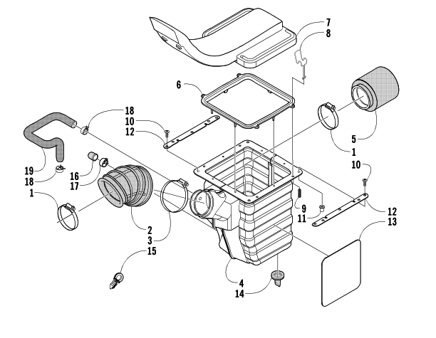 Parts Diagram for Arctic Cat 2005 400 MANUAL TRANSMISSION 4X4 FIS ATV AIR INTAKE ASSEMBLY