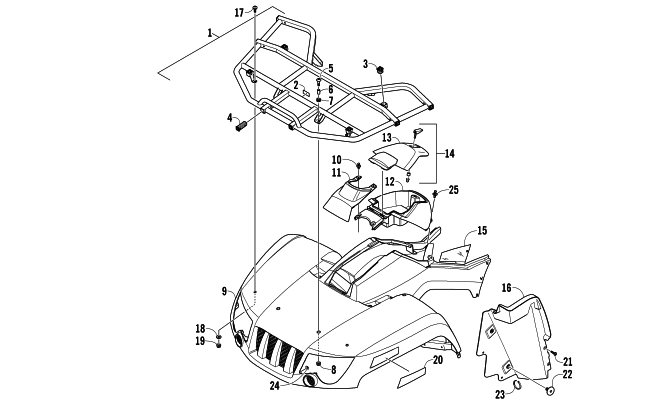 Parts Diagram for Arctic Cat 2006 400 MANUAL TRANSMISSION 4X4 FIS ATV FRONT BODY PANEL ASSEMBLY