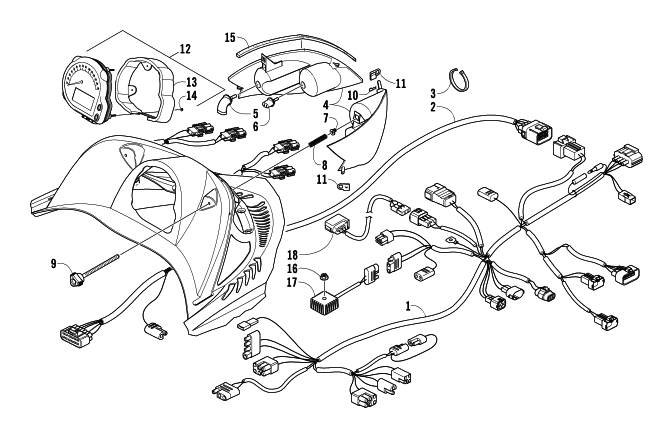 Parts Diagram for Arctic Cat 2006 CROSSFIRE 700 EFI WEST YELLOWSTONE SNOWMOBILE HEADLIGHT, INSTRUMENTS, AND WIRING ASSEMBLIES