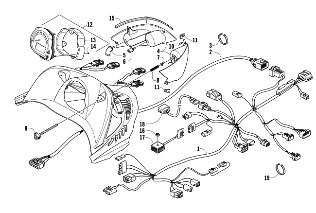 Parts Diagram for Arctic Cat 2006 M7 EFI 153 WEST YELLOWSTONE SNOWMOBILE HEADLIGHT, INSTRUMENTS, AND WIRING ASSEMBLIES