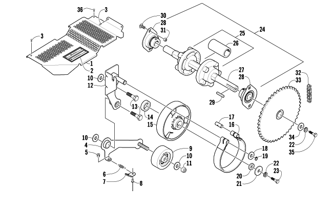 Parts Diagram for Arctic Cat 2006 F 120 SNOWMOBILE DRIVE TRAIN SHAFT AND BRAKE ASSEMBLIES