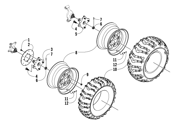 Parts Diagram for Arctic Cat 2006 400 AUTOMATIC TRANSMISSION 4X4 TRV ATV WHEEL AND TIRE ASSEMBLY