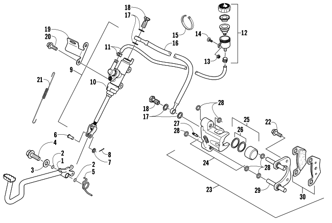 Parts Diagram for Arctic Cat 2006 400 MANUAL TRANSMISSION 4X4 FIS ATV AUXILIARY BRAKE ASSEMBLY