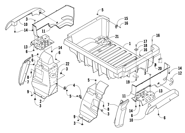 Parts Diagram for Arctic Cat 2006 PROWLER XT 650 H1 AUTOMATIC 4X4 ATV REAR BODY PANEL AND CARGO BOX ASSEMBLY