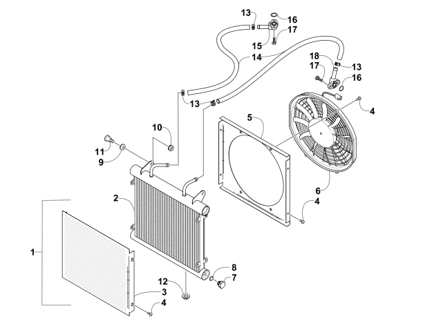 Parts Diagram for Arctic Cat 2005 400 AUTOMATIC TRANSMISSION 4X4 TBX ATV OIL COOLER ASSEMBLY