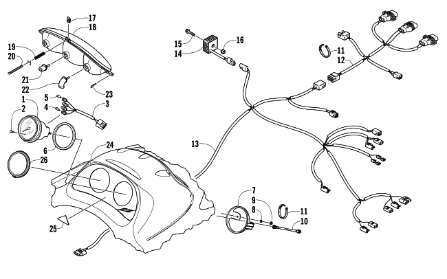 Parts Diagram for Arctic Cat 2006 Z 370 SNOWMOBILE HEADLIGHT, INSTRUMENTS, AND WIRING ASSEMBLIES