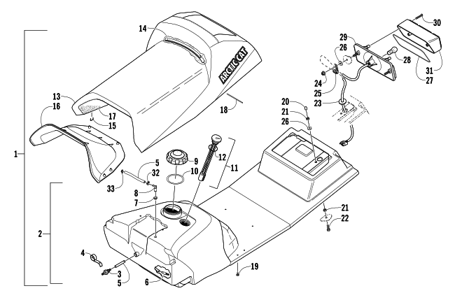 Parts Diagram for Arctic Cat 2006 Z 370 SNOWMOBILE GAS TANK, SEAT, AND TAILLIGHT ASSEMBLY