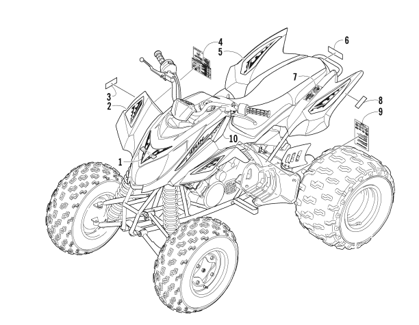 Parts Diagram for Arctic Cat 2006 400 DVX ATV DECALS