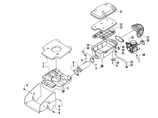 Parts Diagram for Arctic Cat 2005 400 AUTOMATIC TRANSMISSION 4X4 TBX ATV AIR INTAKE ASSEMBLY