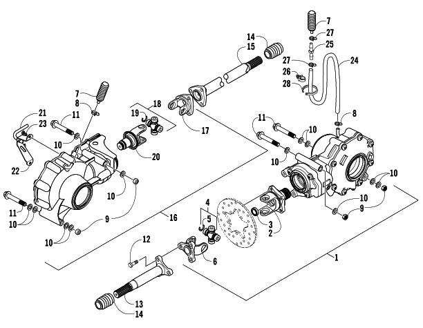 Parts Diagram for Arctic Cat 2006 PROWLER XT 650 H1 AUTOMATIC 4X4 ATV DRIVE TRAIN ASSEMBLY