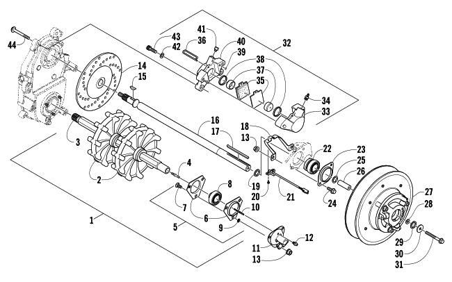 Parts Diagram for Arctic Cat 2006 PANTHER 660 TRAIL SNOWMOBILE DRIVE TRAIN SHAFT AND BRAKE ASSEMBLIES