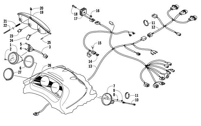 Parts Diagram for Arctic Cat 2006 BEARCAT 570 LONG TRACK SNOWMOBILE HEADLIGHT, INSTRUMENTS, AND WIRING ASSEMBLIES