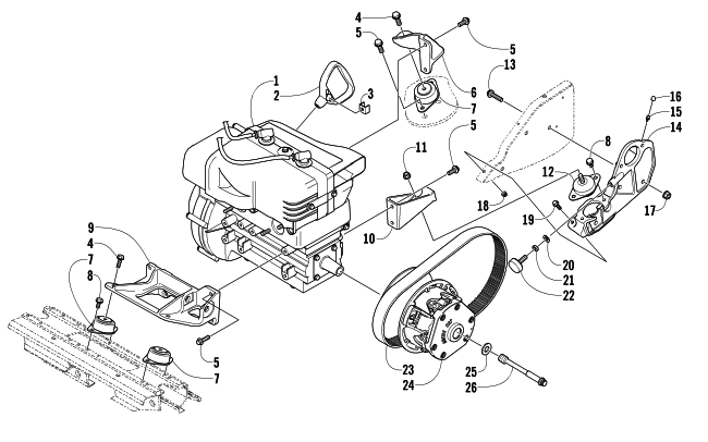 Parts Diagram for Arctic Cat 2006 BEARCAT 570 LONG TRACK SNOWMOBILE ENGINE AND RELATED PARTS