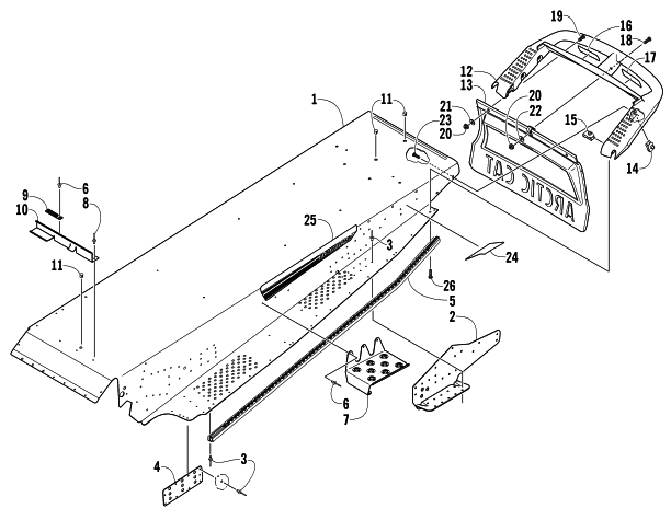 Parts Diagram for Arctic Cat 2006 PANTHER 570 SNOWMOBILE TUNNEL AND REAR BUMPER